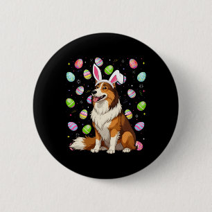 Bóton Redondo 5.08cm Collie Dog Easter Ovo Hunt Cony Ear Páscoa