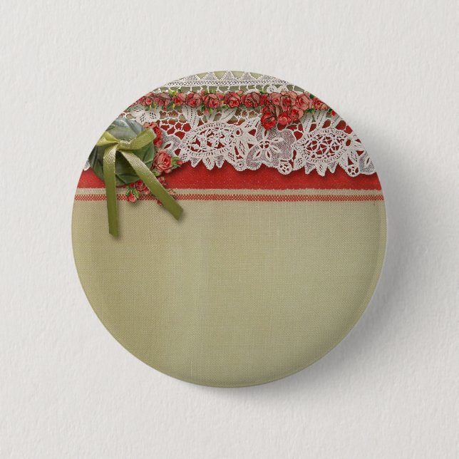 Bóton Redondo 5.08cm Colmeia Vermelha Rústica Rústica de Rosa antigo (Frente)