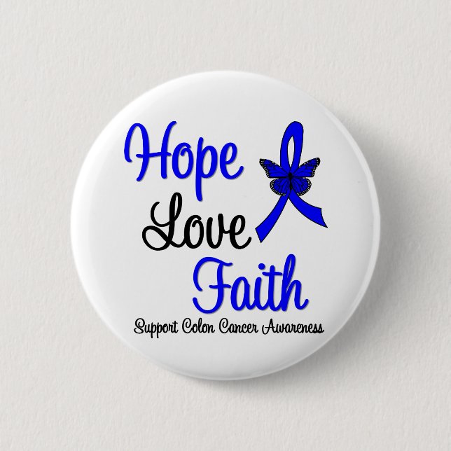 Bóton Redondo 5.08cm Colon Cancer Hope Love Faith Ribbon (Frente)