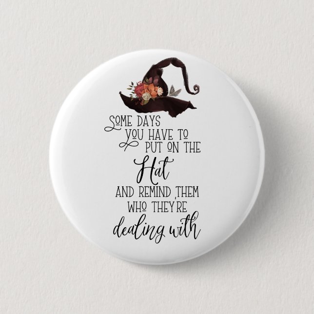 Bóton Redondo 5.08cm Coloque o chapéu - preto (Frente)