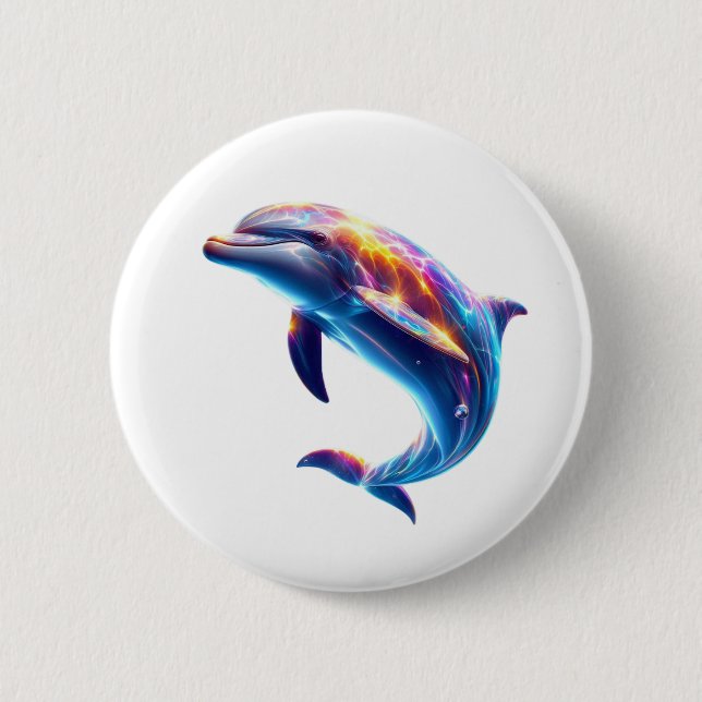 Bóton Redondo 5.08cm Colorful Dolphin Cute Arts (Frente)