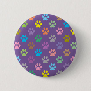Bóton Redondo 5.08cm Colorful paw prints pattern