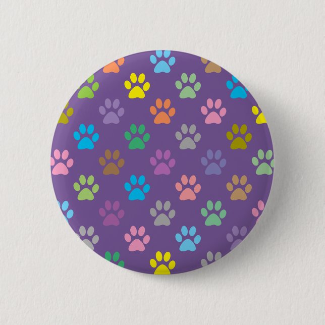 Bóton Redondo 5.08cm Colorful paw prints pattern (Frente)