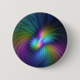 Bóton Redondo 5.08cm Colorida Com Arte Fractal Abstrato Moderna Azul