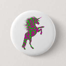 Bóton Redondo 5.08cm Colorida Neon Leopard Print Unicorn