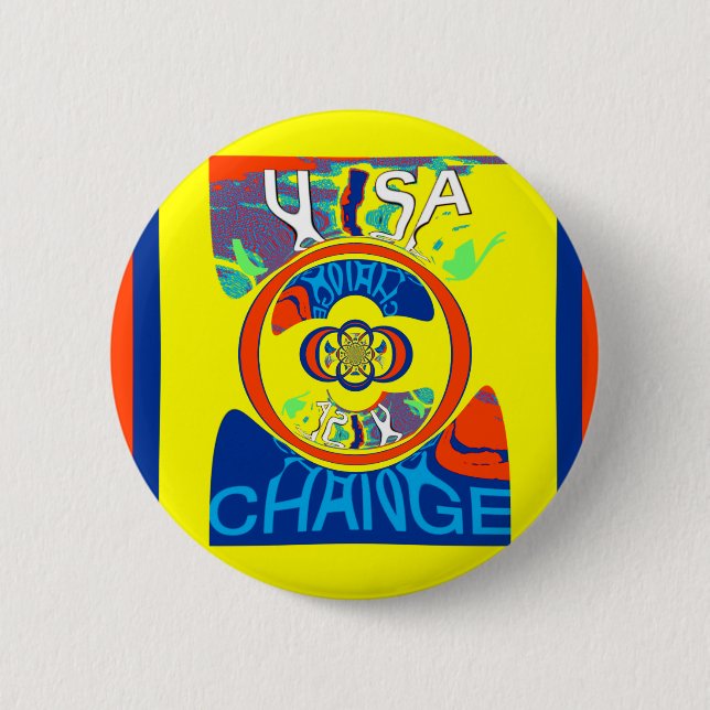 Bóton Redondo 5.08cm Colorida USA Change: Uma Impressão de Arte Design  (Frente)