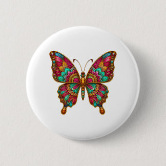 Bóton Redondo 5.08cm Colorido Broche de Borboleta Boho em Vidro Colorid