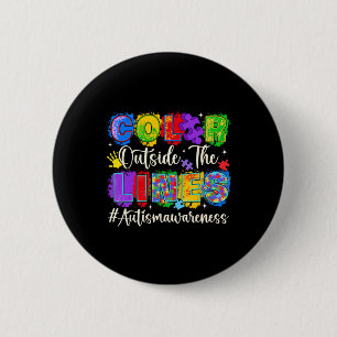 Bóton Redondo 5.08cm Colorir Fora das Linhas Consciência do Autismo Org