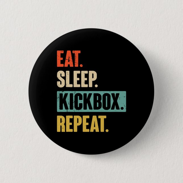 Bóton Redondo 5.08cm Coma Dormir Kickbox Repetir Retro Kickboxing Boxe  (Frente)