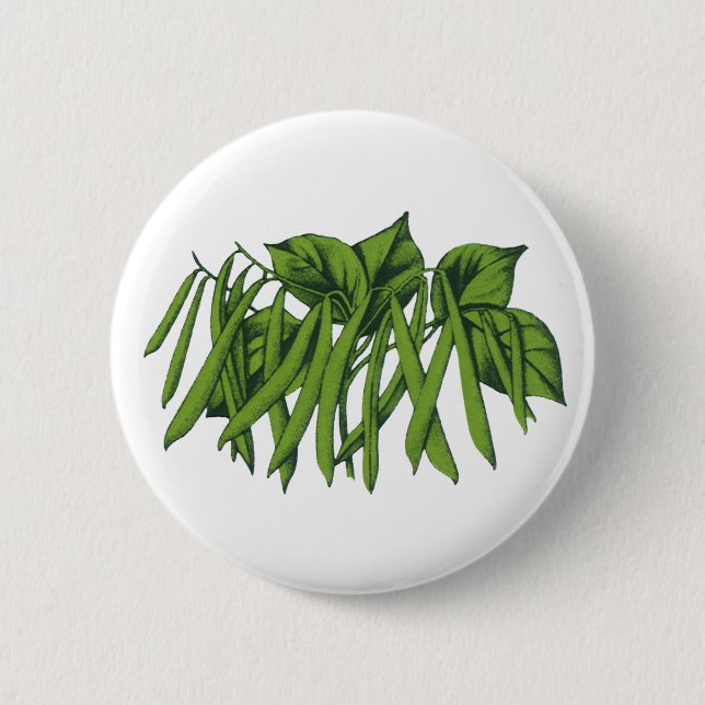 Bóton Redondo 5.08cm Comida de vindima, feijões verdes orgânicos (Frente)