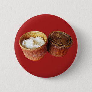 Bóton Redondo 5.08cm Comida do Lao Tailandês Sticky Rice [Khao Niao]