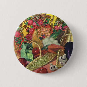 Bóton Redondo 5.08cm Comidas Orgânicas, Jardins Vegetais, Flores Emerg