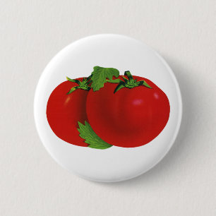 Bóton Redondo 5.08cm Comidas, Tomate De Herança De Estopa Orgânica, Ver