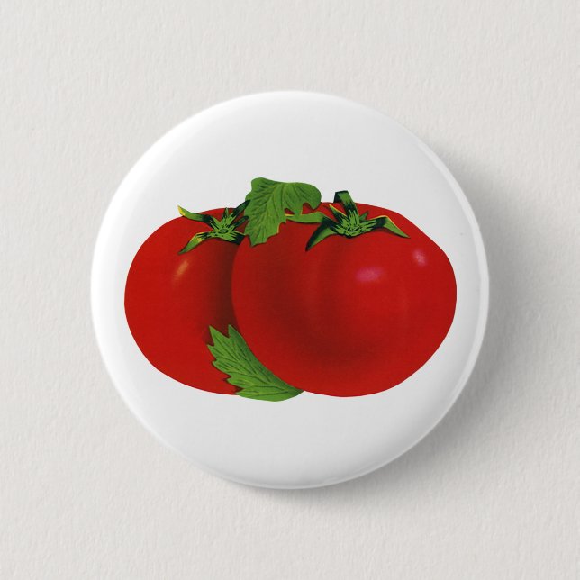 Bóton Redondo 5.08cm Comidas, Tomate De Herança De Estopa Orgânica, Ver (Frente)