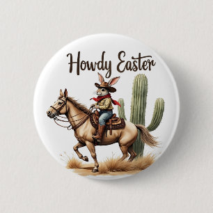 Bóton Redondo 5.08cm Como Coelhinho da Páscoa cavalgando um cowboy equi