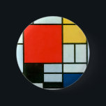 Bóton Redondo 5.08cm Composição do Piet Mondrian<br><div class="desc">Composição com vermelho,  amarelo,  azul e preto pintado por Piet Mondrian em 1921.</div>