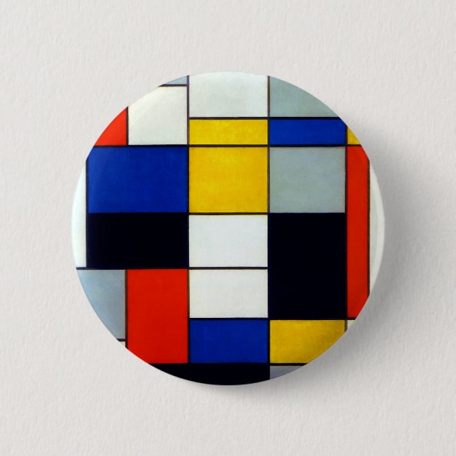 Bóton Redondo 5.08cm Composição Piet Mondrian A (Frente)