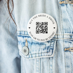 Bóton Redondo 5.08cm Comprar um Drink para a Noiva QR Code