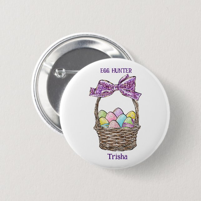 Bóton Redondo 5.08cm Conexão Personalizável à Páscoa da Glittery (Frente & Verso)