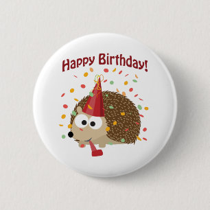 Bóton Redondo 5.08cm Confetti Happy Birthday Hedgehog