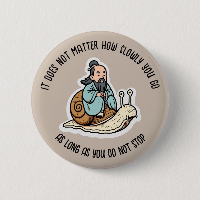 Bóton Redondo 5.08cm Confúcio e caracol (Frente)