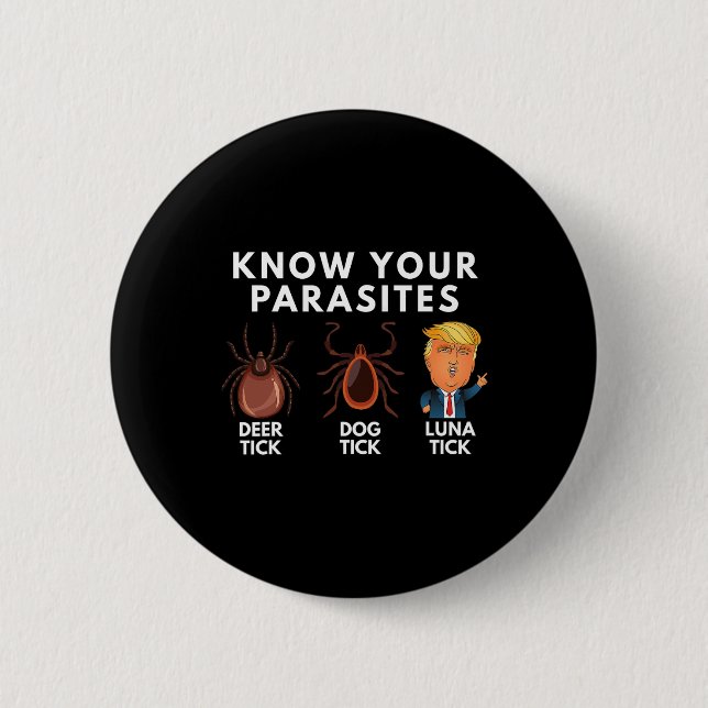 Bóton Redondo 5.08cm Conheça Os Seus Parasitas Cachorro Dick Tick Luna  (Frente)