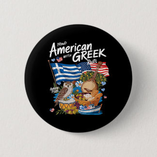 Bóton Redondo 5.08cm Conjunto de Ideias com a Bandeira Americana Grega