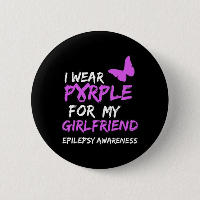 Bóton Redondo 5.08cm Consciência da epilepsia Eu visto Roxo para a minh (Frente)