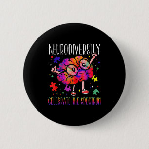 Bóton Redondo 5.08cm Consciência da neurodiversidade cérebro asd adhd a