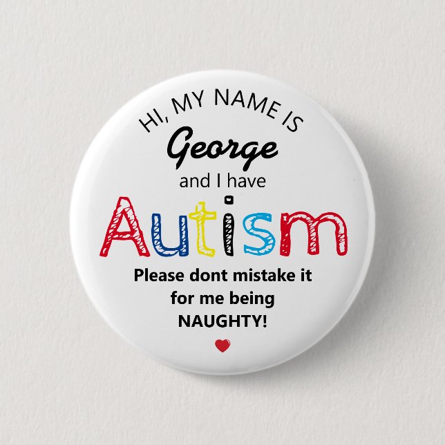 Bóton Redondo 5.08cm Consciência Personalizada do Autismo | ASD Engraça (Frente)