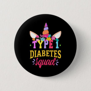Bóton Redondo 5.08cm Conscientização sobre Diabetes Tipo 1 T1d Squad Un