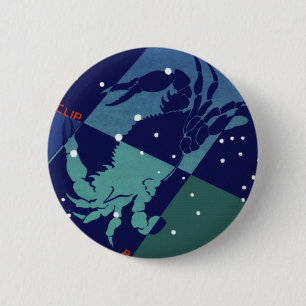 Bóton Redondo 5.08cm Constelação de Câncer Caranguejo Zodiac Astrologia