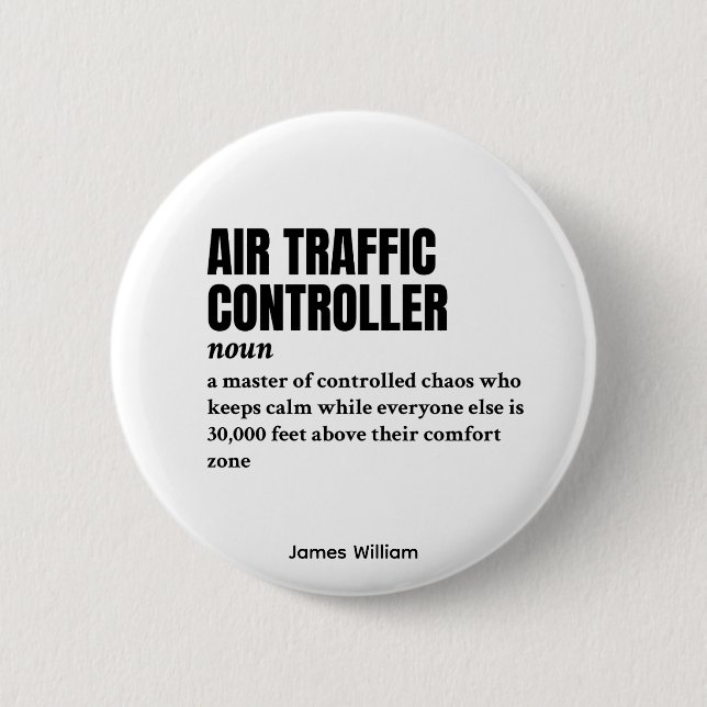 Bóton Redondo 5.08cm Controlador de tráfego aéreo - Definição inteligen (Frente)