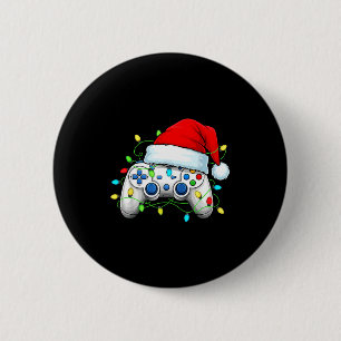 Bóton Redondo 5.08cm Controlador de Video Game Chapéu de Natal do Papai