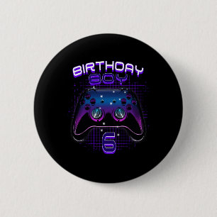 Bóton Redondo 5.08cm Controlador de videogame garoto 6 Gamer 6º anivers