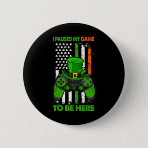 Bóton Redondo 5.08cm Controladora de videogame St Patricks Shamrock Iri