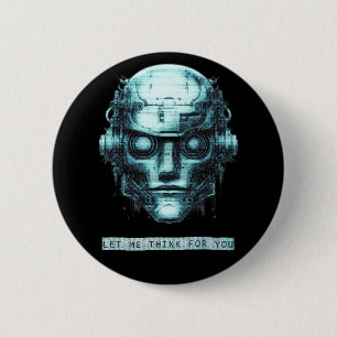 Bóton Redondo 5.08cm Controle da mente Cyberpunk Robot Blue Grunge