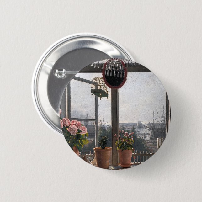 Bóton Redondo 5.08cm Convite Costeiro: Abrir Janela e Pino de Capa (Frente & Verso)