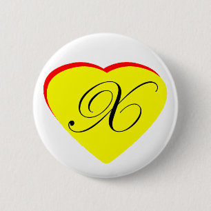 Bóton Redondo 5.08cm Convite De Casamento Coração Vermelho X Amarelo O