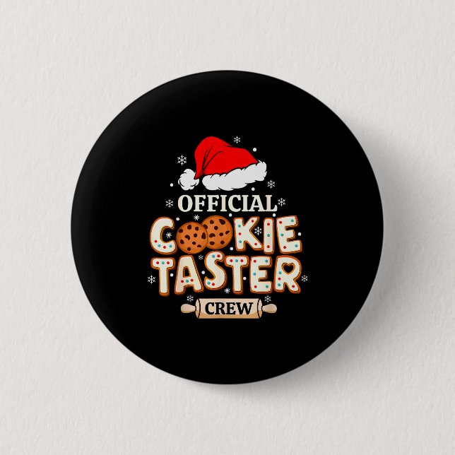 Bóton Redondo 5.08cm Cookie Taster Crew, Funny Christmas Baking Team  (Frente)