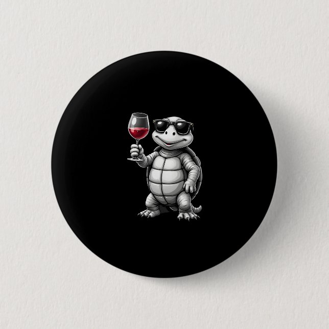 Bóton Redondo 5.08cm cool turtle drinking red wine art print_1 (1) (Frente)