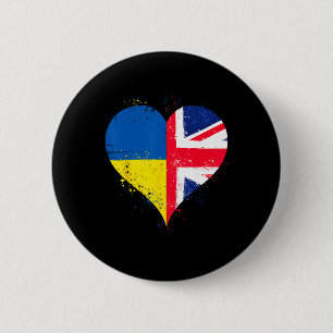 Bóton Redondo 5.08cm Cool Union Jack e Bandeira da Ucrânia para orgulho
