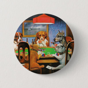 Bóton Redondo 5.08cm Coolidge Clássico Arte de Jogo de Poker de Cachorr