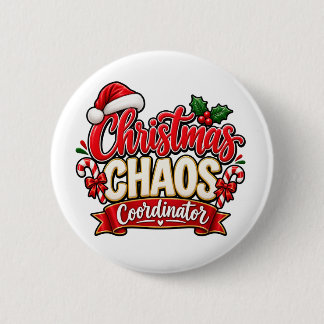 Bóton Redondo 5.08cm Coordenador de Caos de Natal Design de Férias Fest