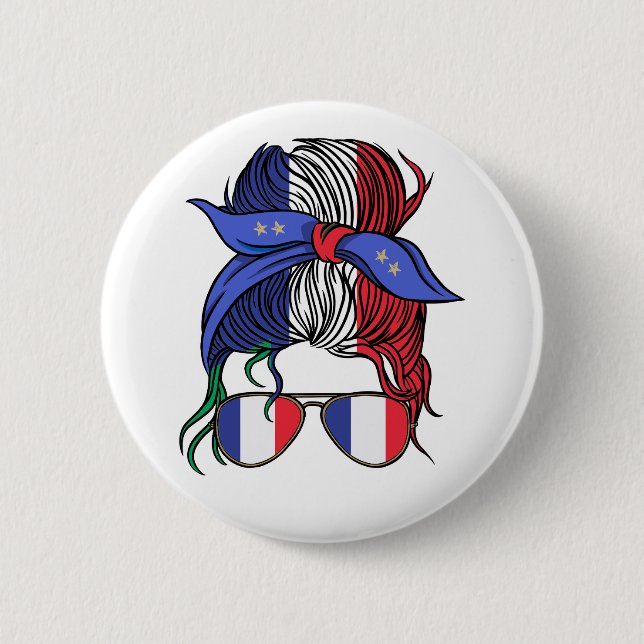 Bóton Redondo 5.08cm Coque sujo da França com a Bandeira Francesa (Frente)