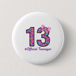 Bóton Redondo 5.08cm Coquete de 13 Anos com Laço Oficial Camiseta de An