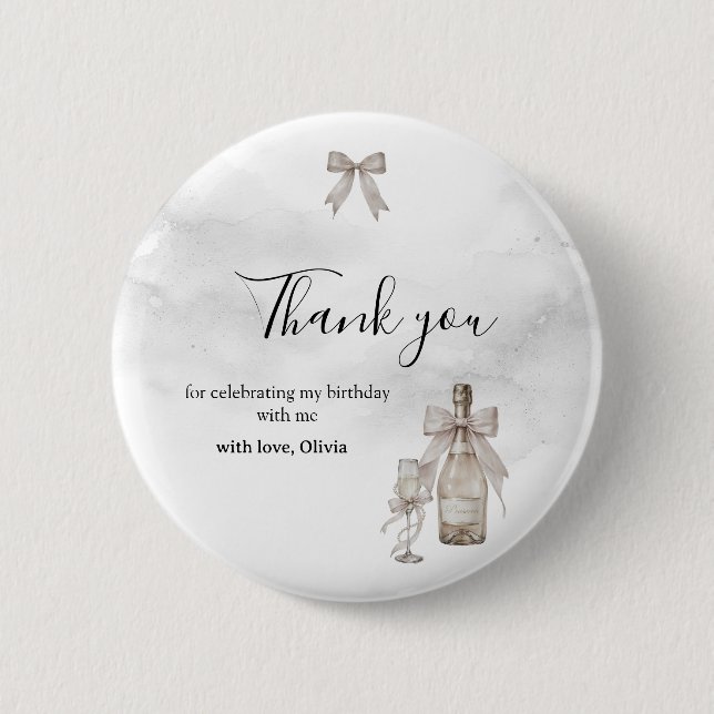 Bóton Redondo 5.08cm Coquetele Negra Minimalista Elegante 50º Aniversár (Frente)