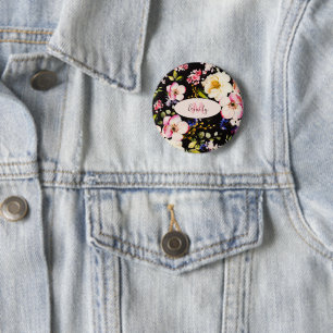 Bóton Redondo 5.08cm Cor d'água - rosada amarela roxas a preto, Monogra