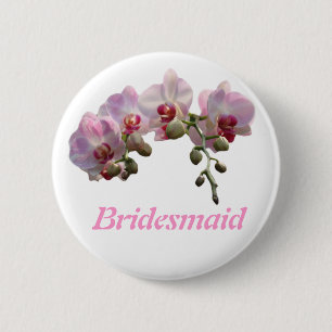 Bóton Redondo 5.08cm cor-de-rosa flores de orquídea brideamaid