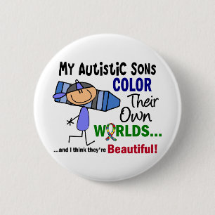Bóton Redondo 5.08cm COR do autismo SEUS PRÓPRIOS filhos dos MUNDOS